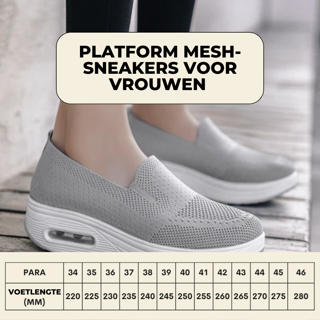 Platform sneakers van mesh voor dames